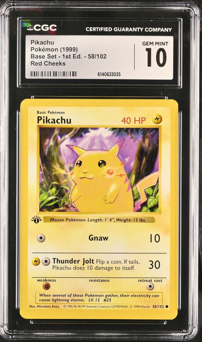 1999 #58 Pikachu CGC 10 Base Set