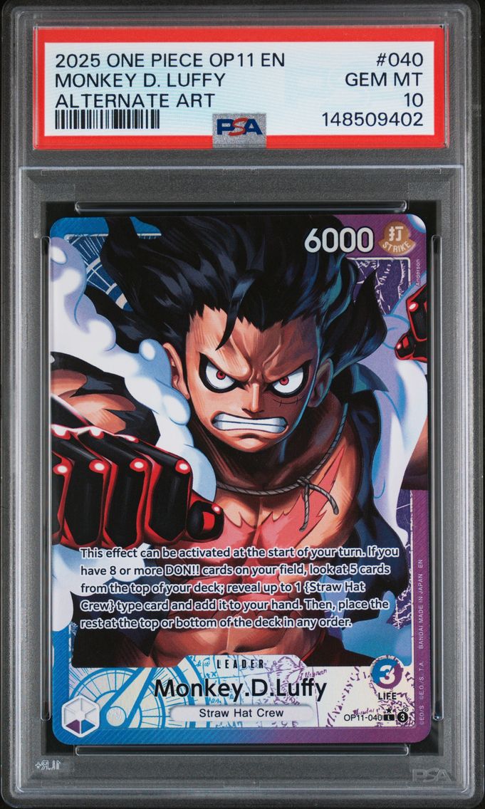 2025 #040 Monkey D. Luffy Alternate Art PSA 10 OP11-A Fist of Divine Speed One Piece
