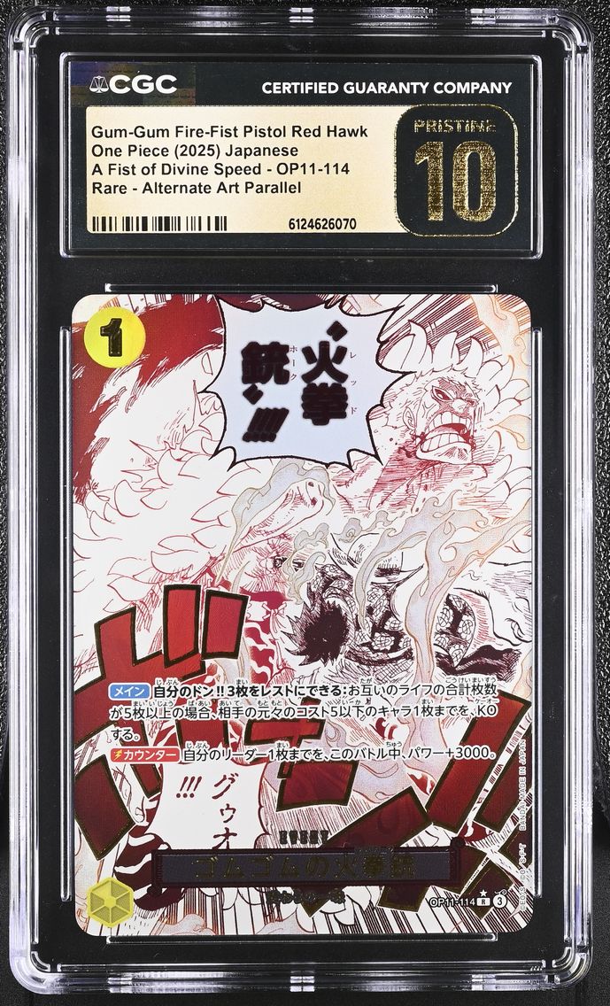 2025 #OP11-114 Gum-Gum Fire-Fist Pistol Red Hawk CGC 10 Pristine A Fist of Divine Speed (OP11) - Japanese