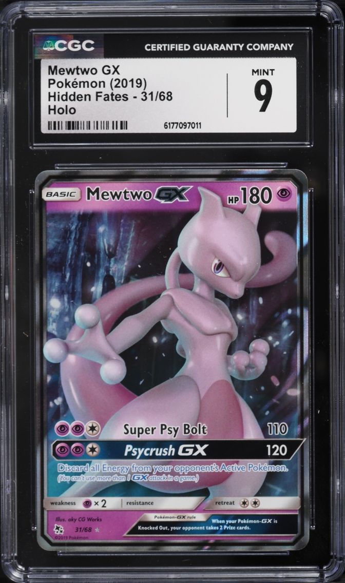 2019 #31 Mewtwo GX CGC 9 Pokemon Sun & Moon Hidden Fates Holo