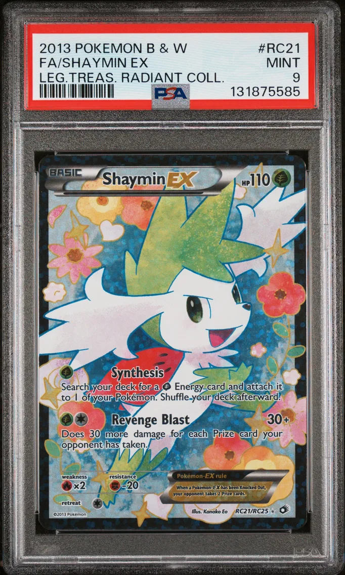 2013 Pokemon Black & White Legendary Treasures Radiant Collection Full Art/Shaymin EX Black & White Legendary Treasures Radiant Collection #RC21 PSA 9