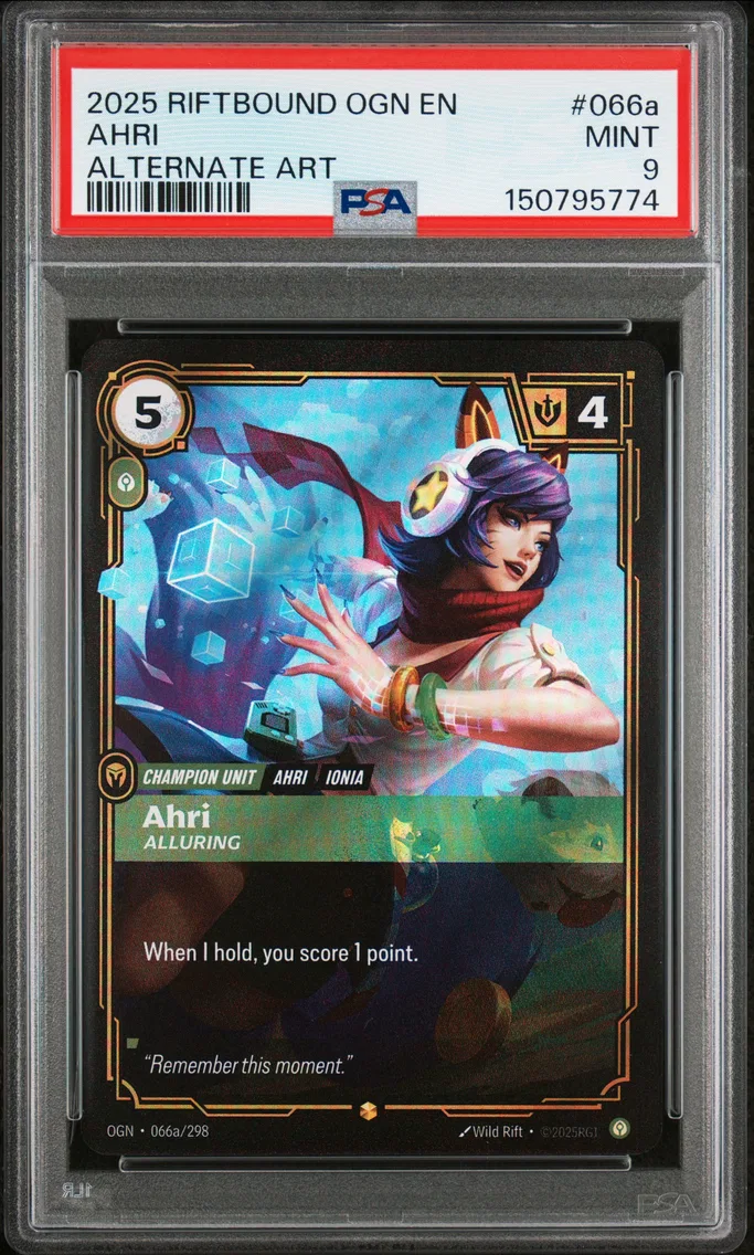 2025 #066a Ahri - Alluring PSA 9 Riftbound: League of Legends Ogn-Origins