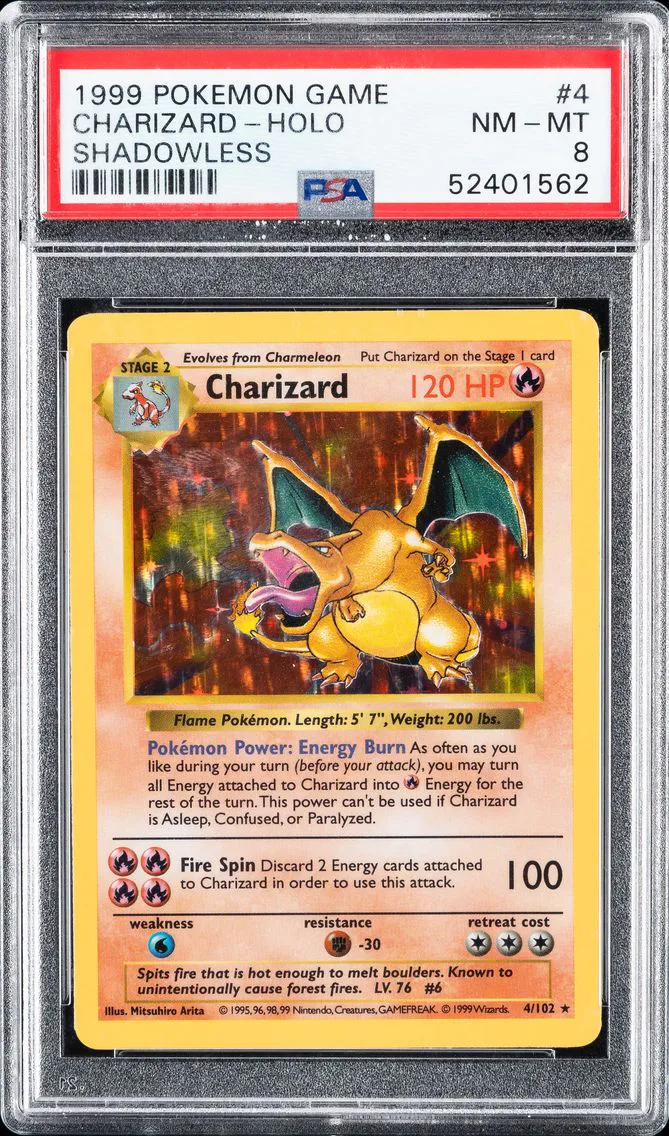 1999 #4 Charizard-Holo PSA 8 Game Pokemon