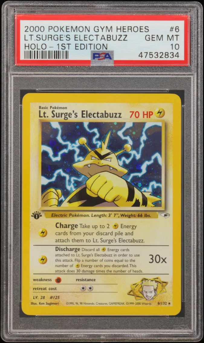 2000 #6 LT. Surge's Electabuzz PSA 10 Gym Heroes