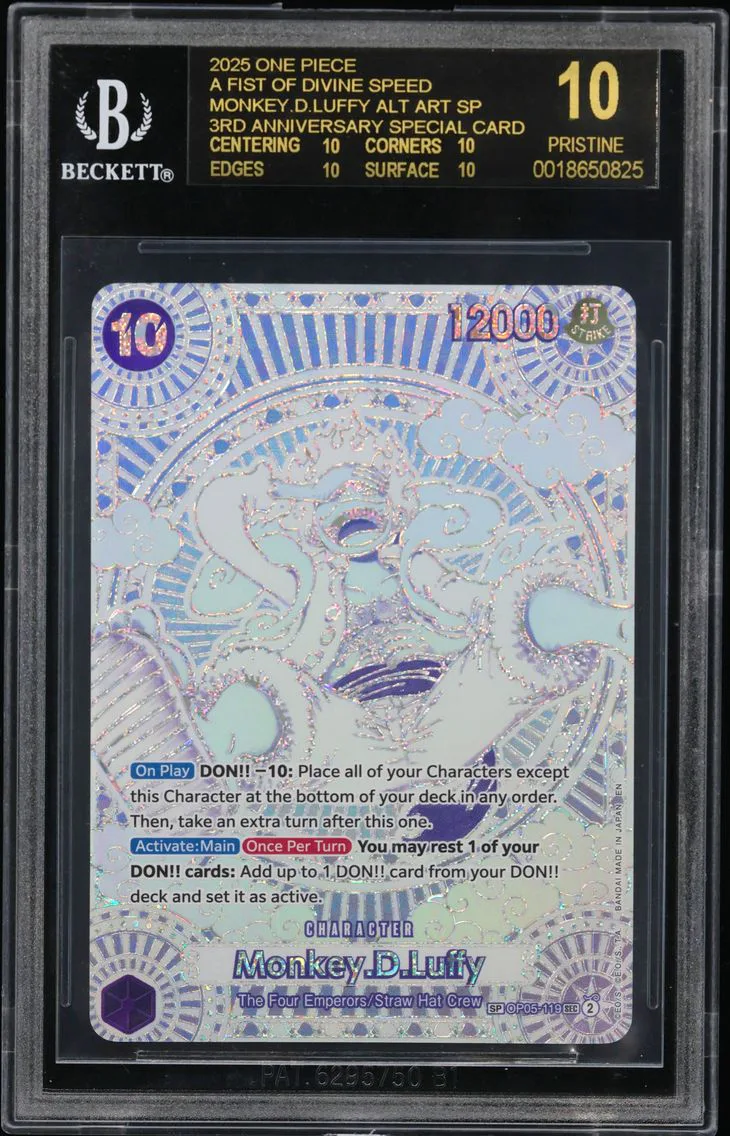 2025 #OP05119 Monkey.D.Luffy SILVER SP/(3rd Anniversary Special Card) BGS 10 One Piece Card Game A Fist of Divine Speed