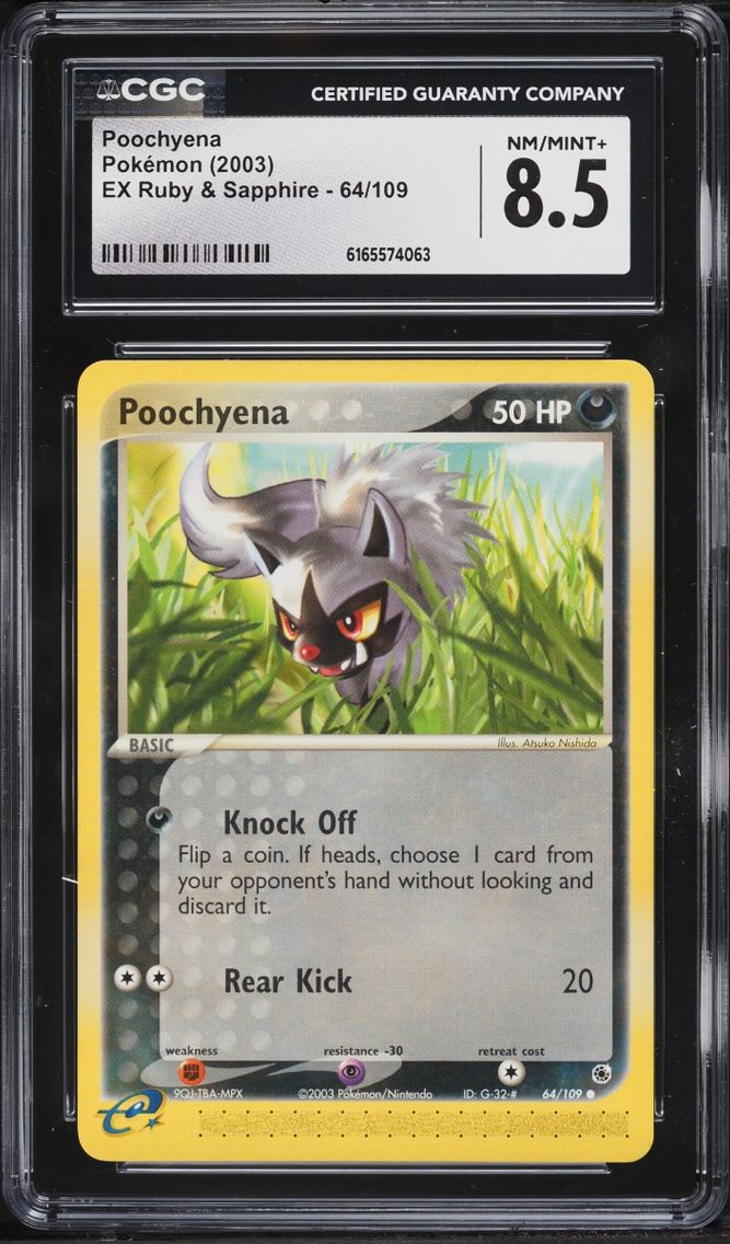 2003 Pokemon EX Ruby & Sapphire Poochyena #64 CGC 8.5 NM-MT+