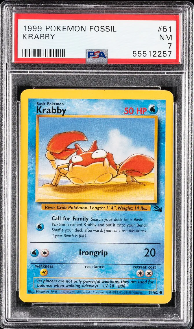 1999 #51 Krabby PSA 7 Fossil Pokemon
