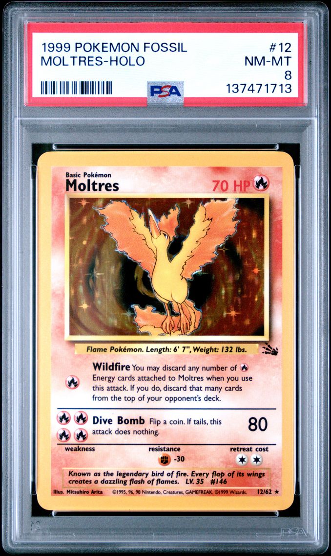 1999 #12 Moltres-Holo PSA 8 Fossil