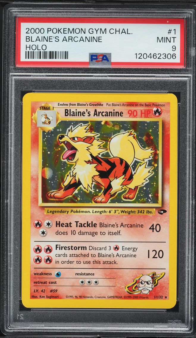 2000 #1 Blaine's Arcanine PSA 9 Gym Challenge Pokemon