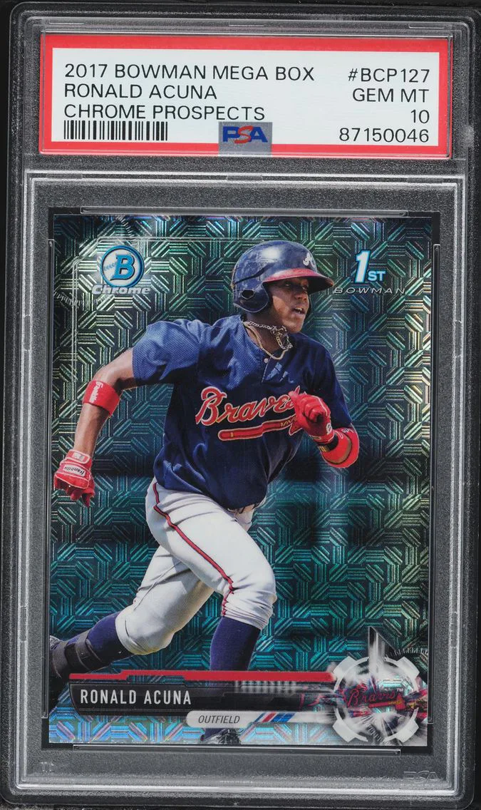 2017 #BCP127 Ronald Acuna PSA 10 Bowman Mega Box Chrome Prospects Baseball