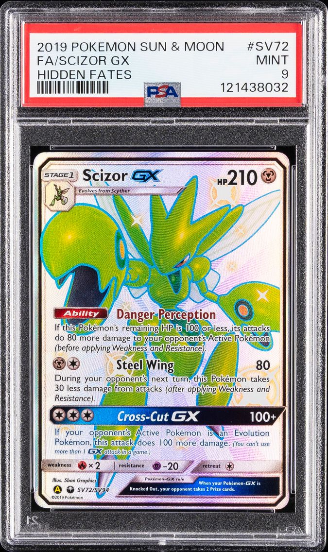 2019 #SV72 Full Art/Scizor GX PSA 9 Sun & Moon Hidden Fates Pokemon