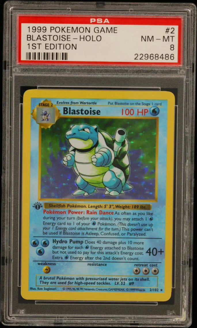 1999 #2 Blastoise-Holo 1st Edition PSA 8 Game