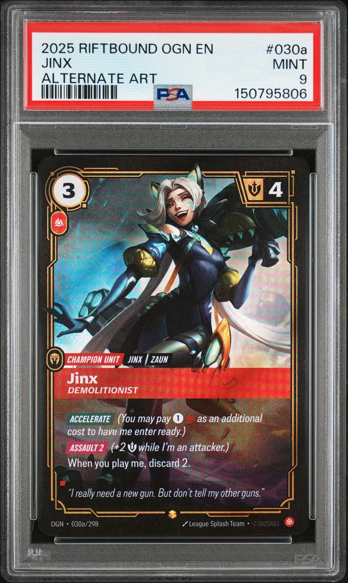 2025 #030a Jinx - Demolitionist PSA 9 Riftbound: League of Legends Ogn-Origins