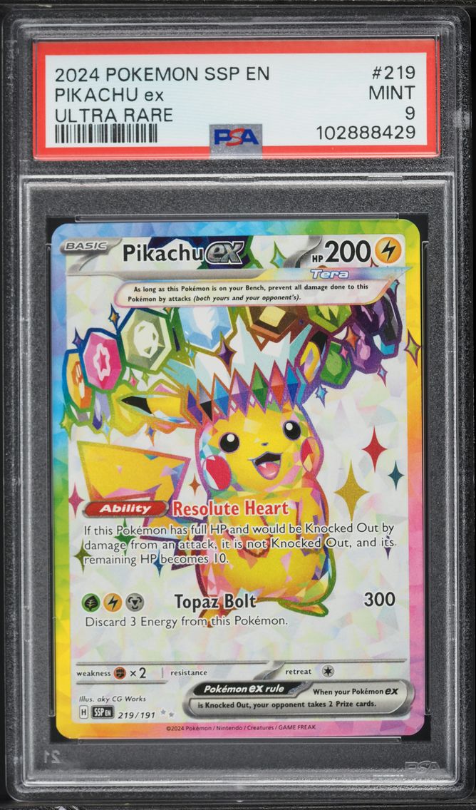 2024 #219 Pikachu EX PSA 9 Ssp EN-Surging Sparks Pokemon