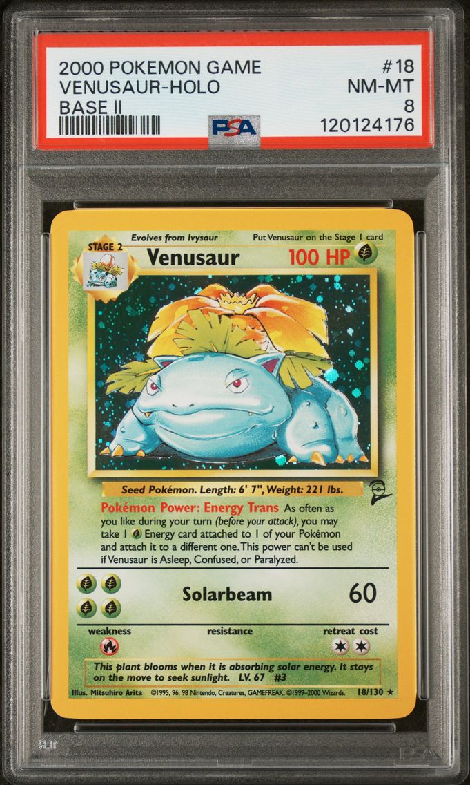 2000 #18 Venusaur-Holo PSA 8 Game Base II