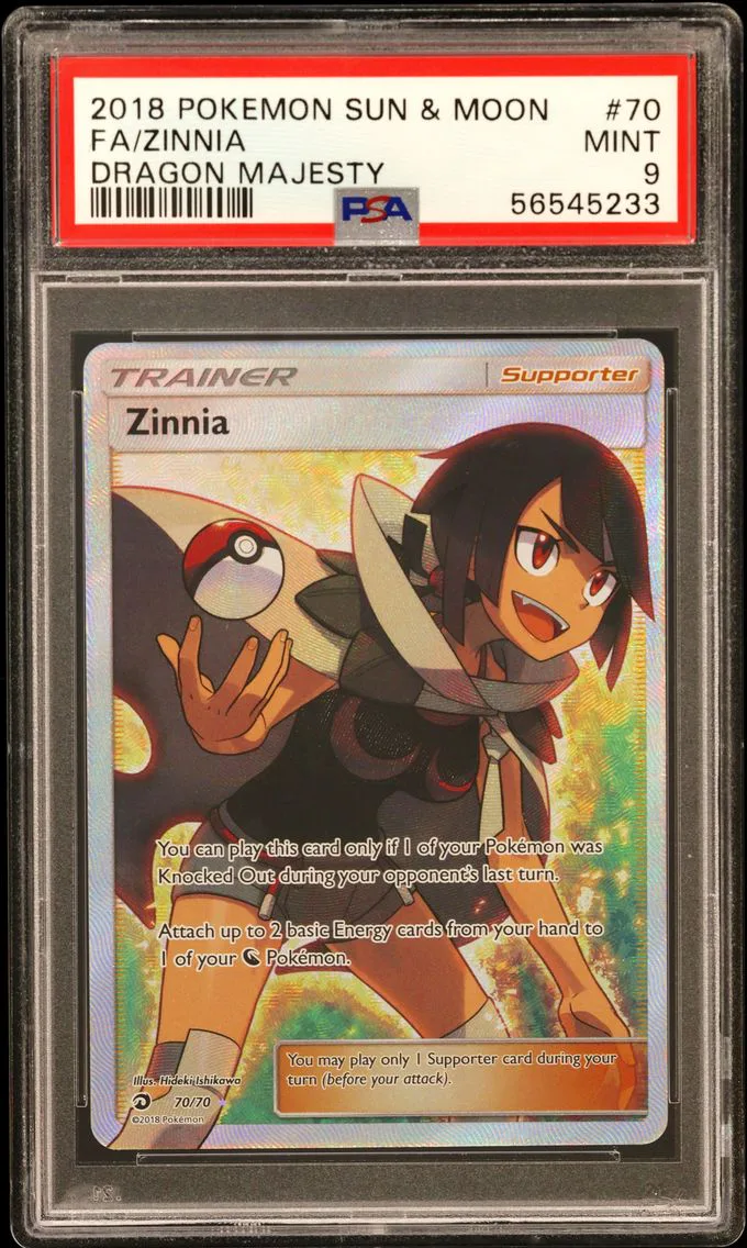 2018 #70 Full Art/Zinnia PSA 9 Sun & Moon Dragon Majesty