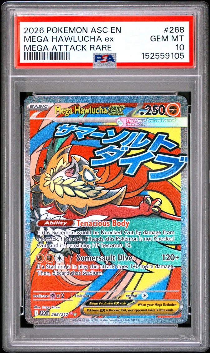 2026 #268 Mega Hawlucha EX PSA 10 Asc EN-Ascended Heroes