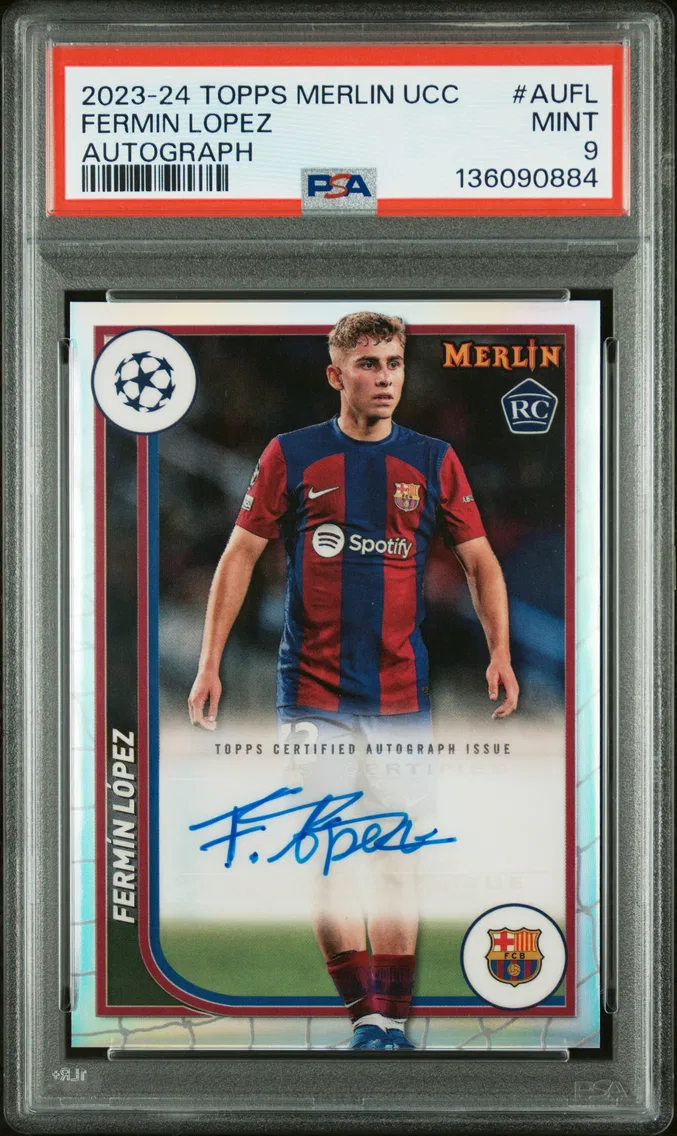 2023 #AUFL Fermin Lopez PSA 9 Topps Merlin UEFA Club Competitions Autographs