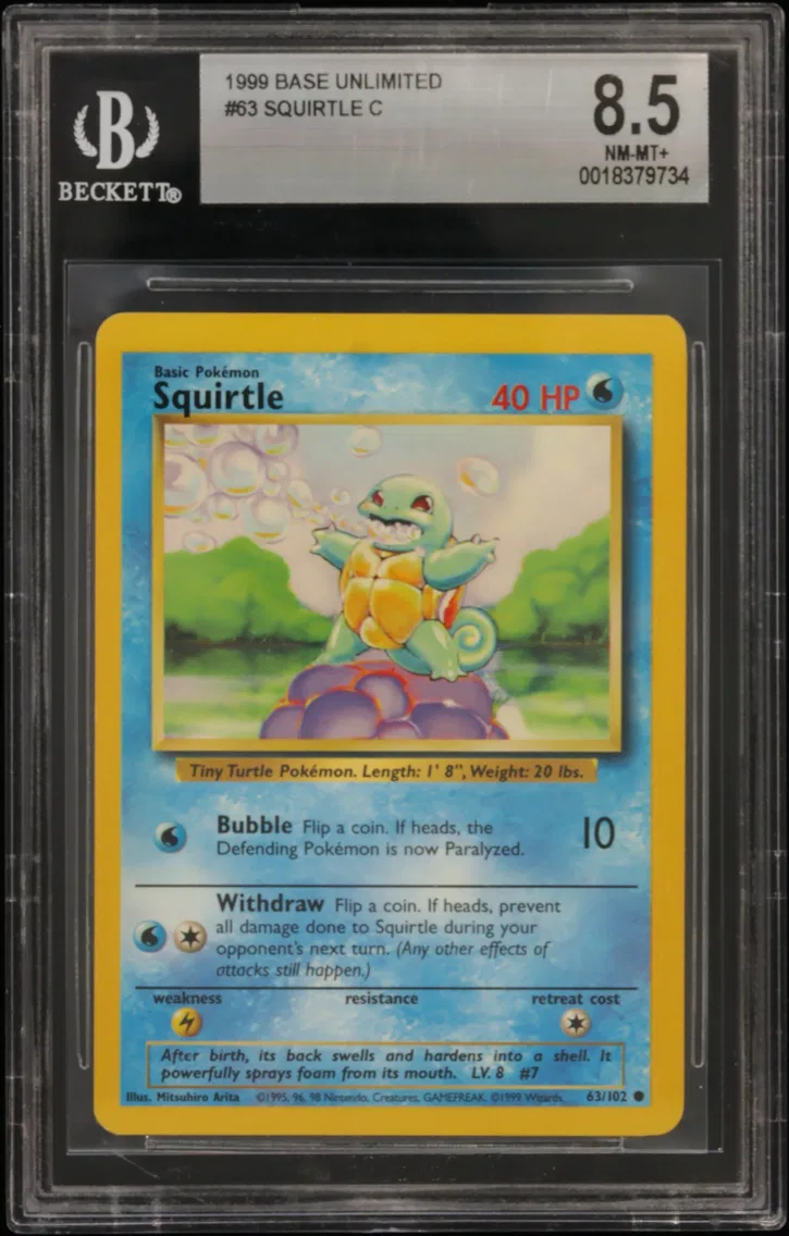 1999 #63 Squirtle C BGS 8.5 Base Unlimited