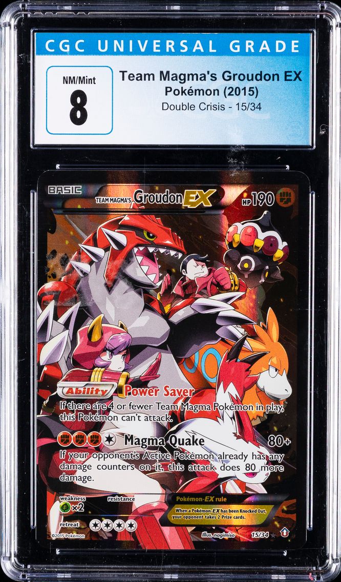 2015 #15 Full Art/Team Magma's Groudon EX CGC 8 XY Double Crisis Pokemon