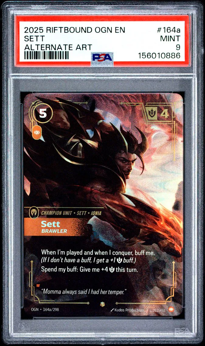 2025 #164a Sett - Brawler PSA 9 Riftbound: League of Legends Ogn-Origins