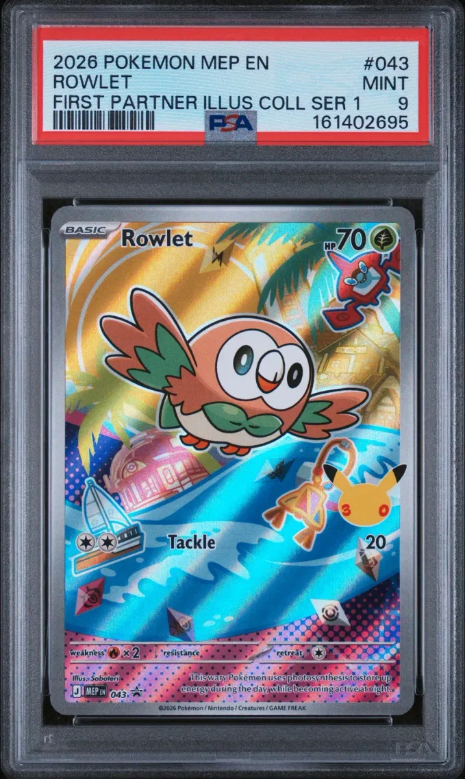 2026 #043 Rowlet PSA 9 Mep EN-Me Black Star Promo