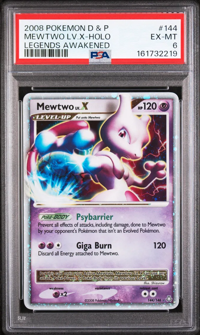 2008 #144 Mewtwo LV.X-Holo PSA 6 Diamond & Pearl Legends Awakened