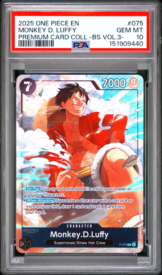 2025 #075 Monkey D. Luffy PSA 10 One Piece Premium Card Collection -Best Selection Vol.3-