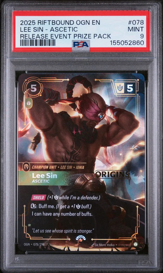 2025 #078 Lee Sin - Ascetic PSA 9 Riftbound: League of Legends Ogn-Origins