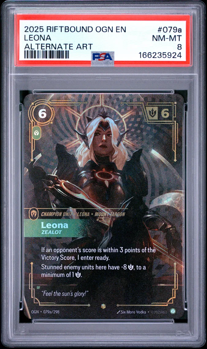2025 #079a Leona - Zealot PSA 8 Riftbound: League of Legends Ogn-Origins