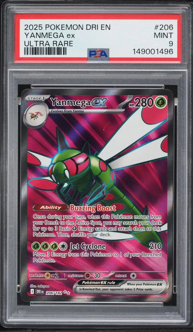 2025 Pokemon Dri EN-Destined Rivals Pokemon Scarlet & Violet Destined Rivals Full Art Yanmega EX #206 PSA 9