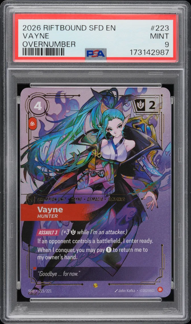 2026 #223 Vayne - Hunter PSA 9 Riftbound: League of Legends Sfd-Spiritforged