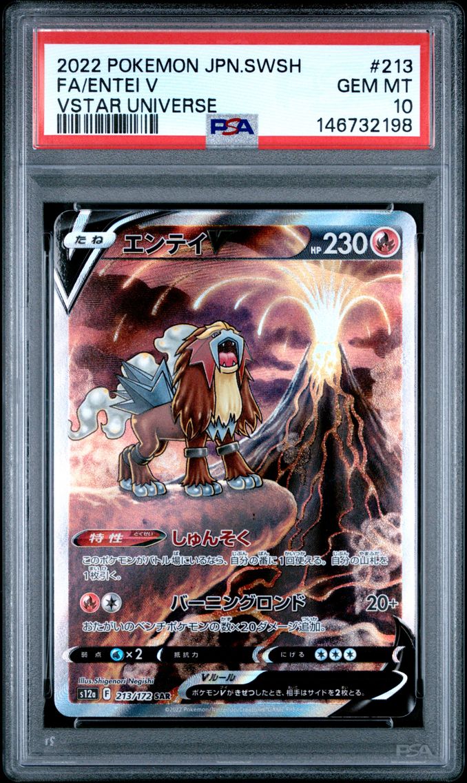 2022 #213 Full Art/Entei V PSA 10 Japanese Sword & Shield Vstar Universe