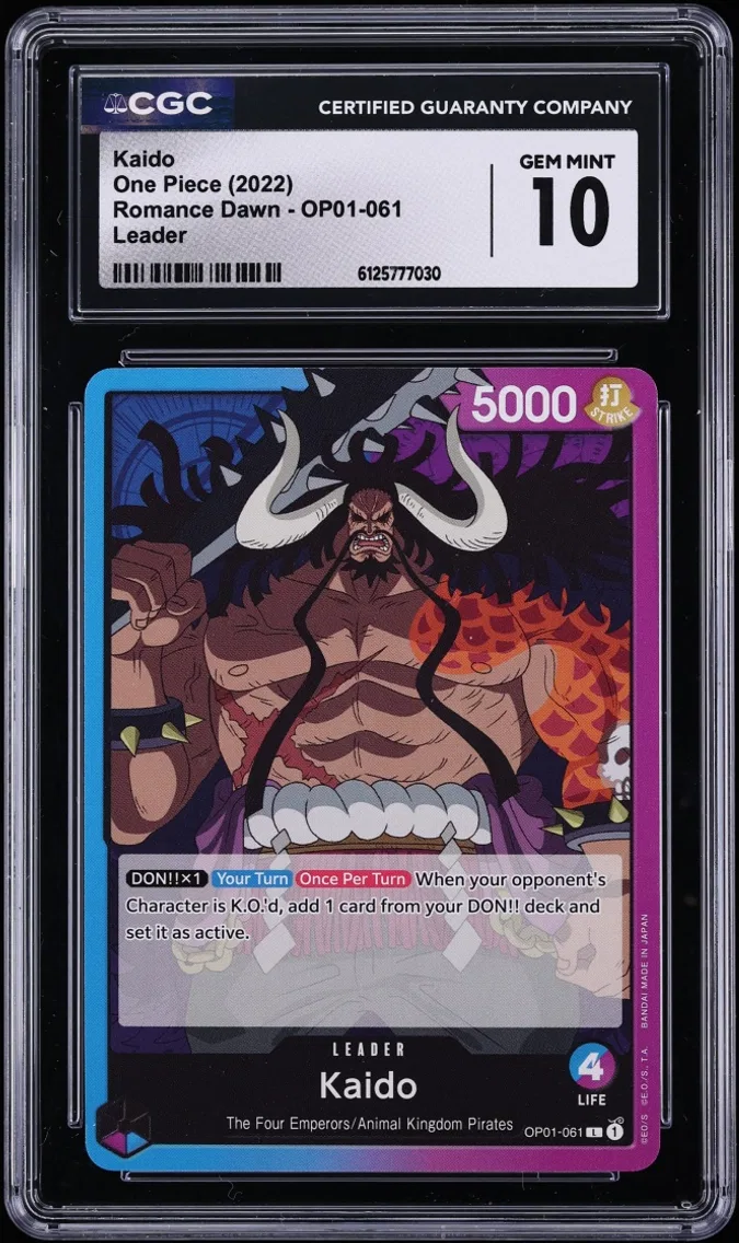 2022 #OP01-061 One Piece Romance Dawn Leader Kaido GEM MINT CGC 10