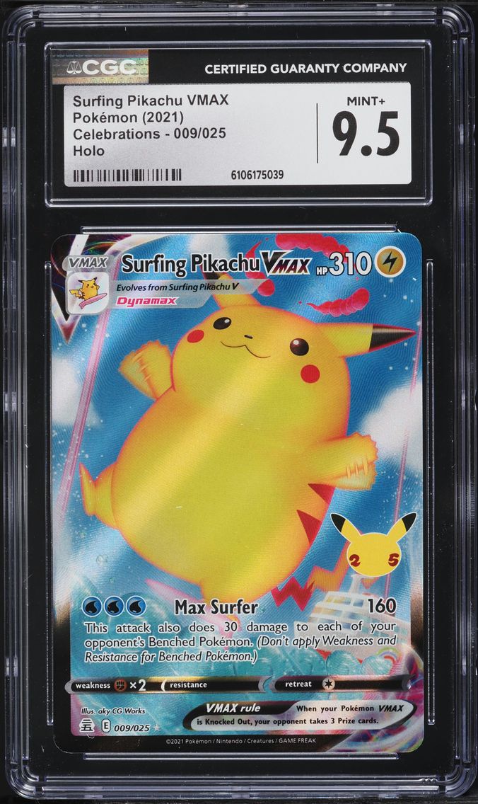 2021 #009 Full Art/Surfing Pikachu Vmax CGC 9.5 Celebrations Pokemon