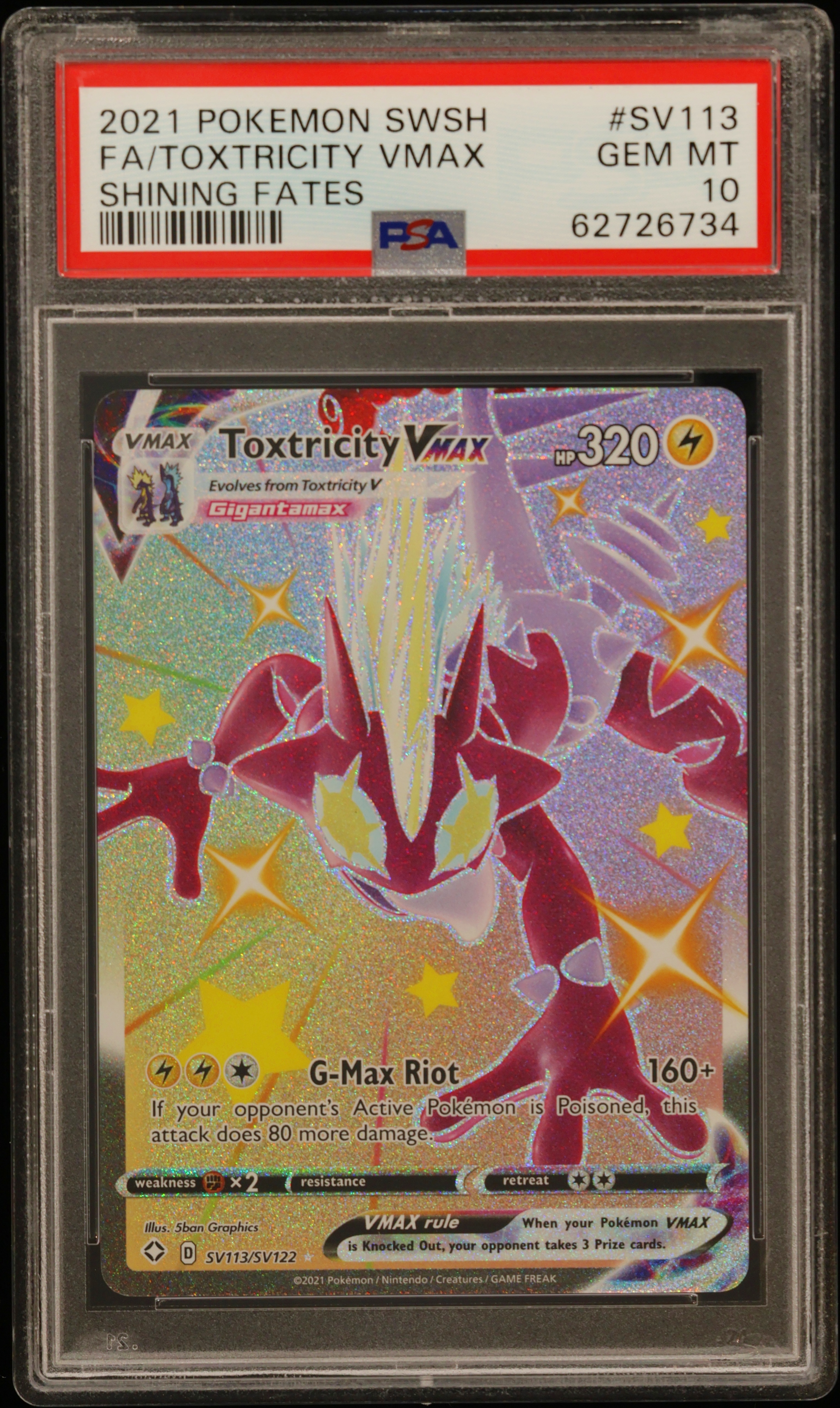 2021 #Sv113 Full Art/Toxtricity Vmax PSA 10 Sword & Shield Shining Fates