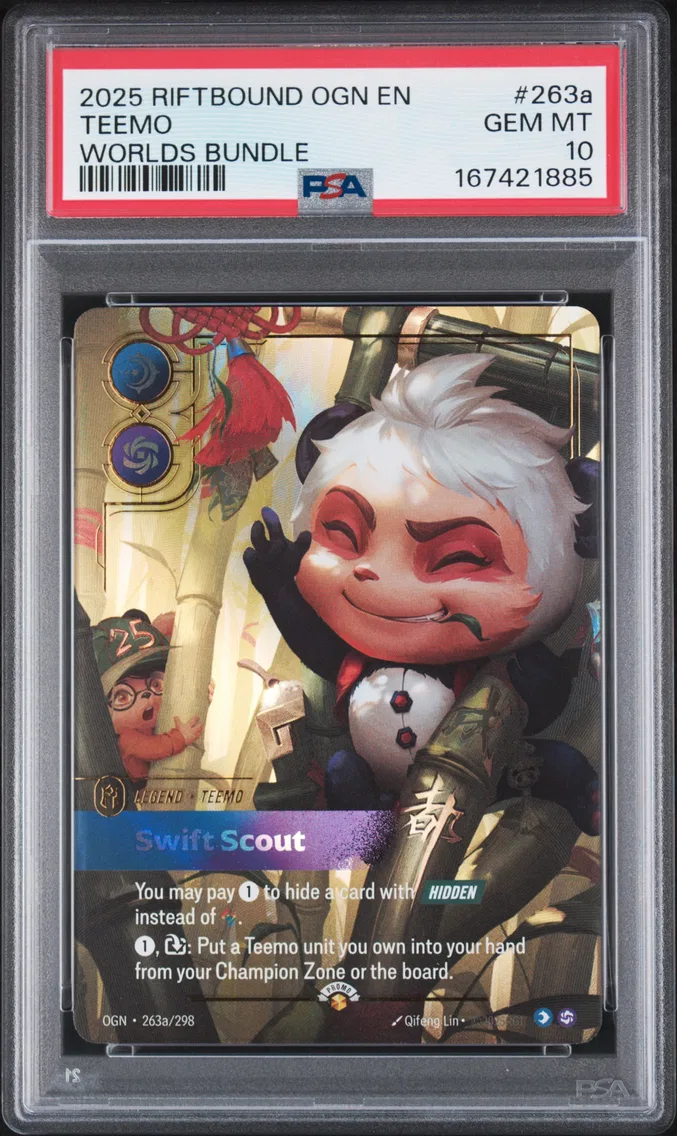 2025 #263a Teemo - Swift Scout PSA 10 Riftbound: League of Legends Ogn-Origins