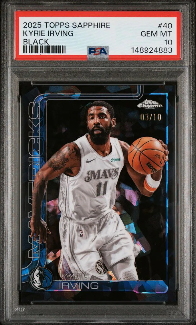 2025 #40 Kyrie Irving PSA 10 Topps Chrome Sapphire Edition