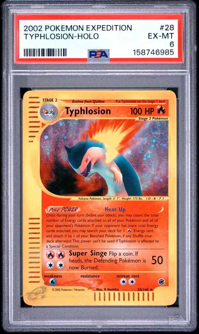 2002 #28 TYPHLOSION-HOLO PSA 6 Expedition