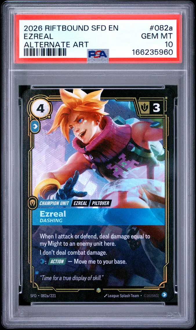 2026 #082a Ezreal - Dashing PSA 10 Riftbound: League of Legends Sfd-Spiritforged