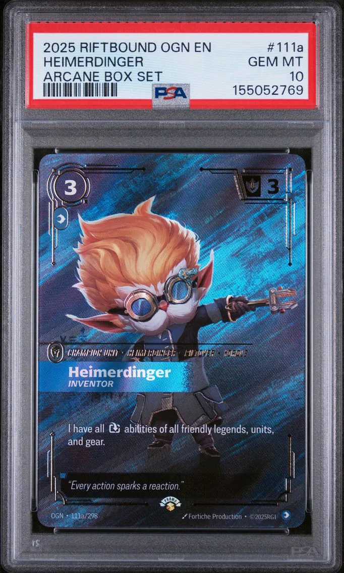 2025 #111a Heimerdinger - Inventor PSA 10 Riftbound: League of Legends Ogn-Origins