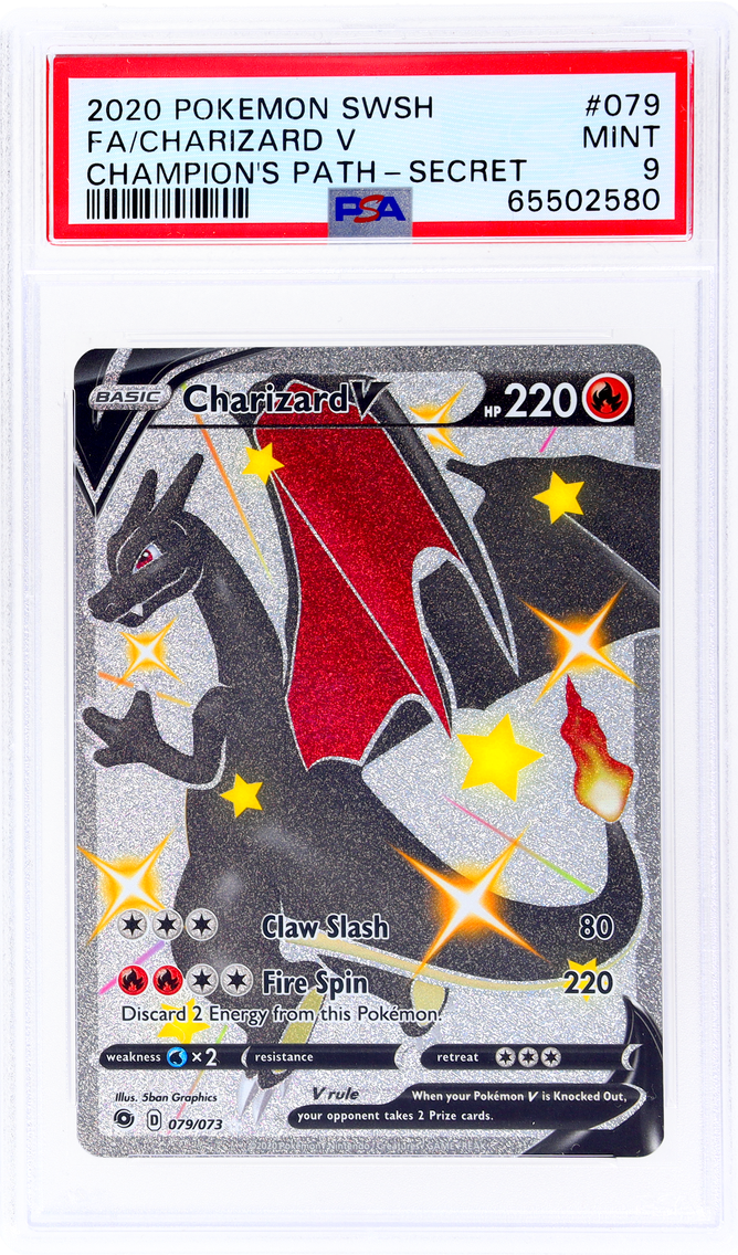 2020 POKEMON SWORD AND SHIELD CHAMPION'S PATH CHARIZARD V #79 PSA 9