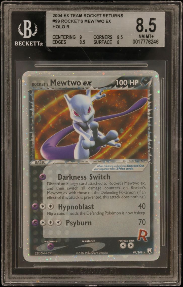 2004 #99 Rocket's Mewtwo EX HOLO R BGS 8.5 EX Team Rocket Returns
